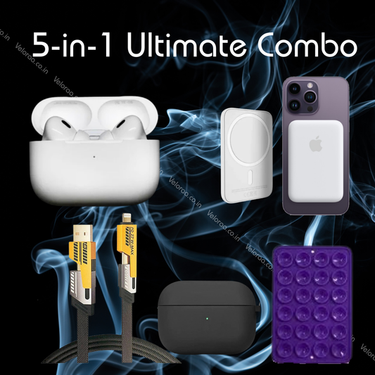 JUST FOR YOU | 5-in-1 Ultimate Combo | VPods Pro 2 (2nd Gen) ANC + MagSafe 5000mAh Powerbank + 4-in-1 Fast Charging Cable + Silicone Case + Sticky Pod